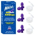 thumbnail image 1 of Mack's AquaBlock Swimming Earplugs, 3 Pair - Comfortable, Waterproof, Reusable Silicone Ear Plugs for Swimming, Snorkeling, Showering, Surfing and Bathing (Purple), 1 of 10