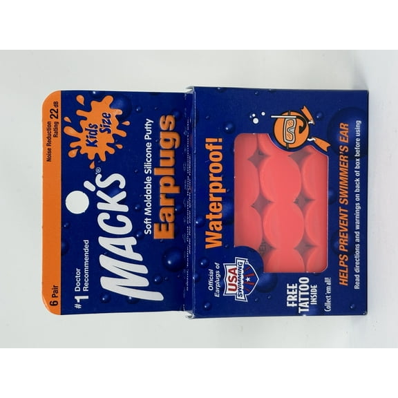 Mack's Earplugs Waterproof Soft Moldable Silicone Putty, 22 dB, 3-Pack