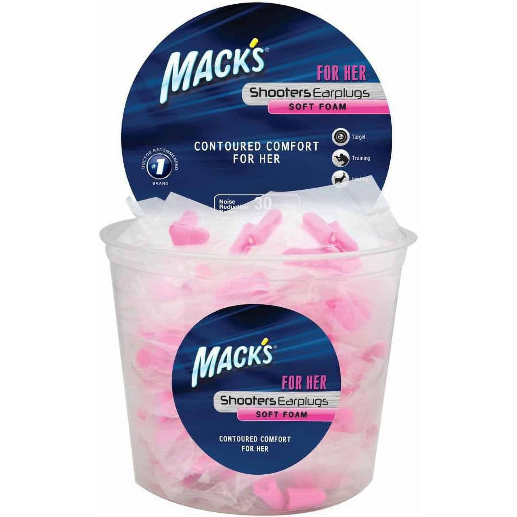 Mack's For Her Soft Foam Shooting Ear Plugs, 100 Pair, Pink Small