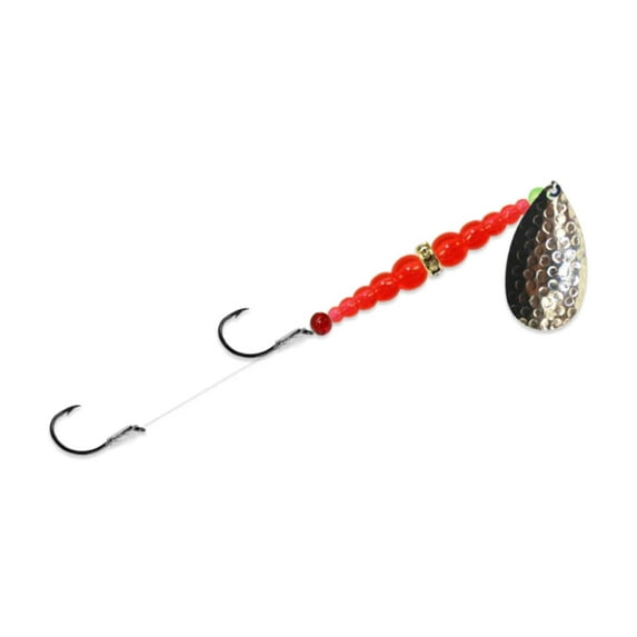 Mack's Lure Double Whammy Classic Series Hammered Nickel Flo Orange Black Oct 6