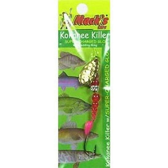 Mack's Lure Kokanee Killer Single Glo Hook Hammered Brass Flo Orange HotCerise 6