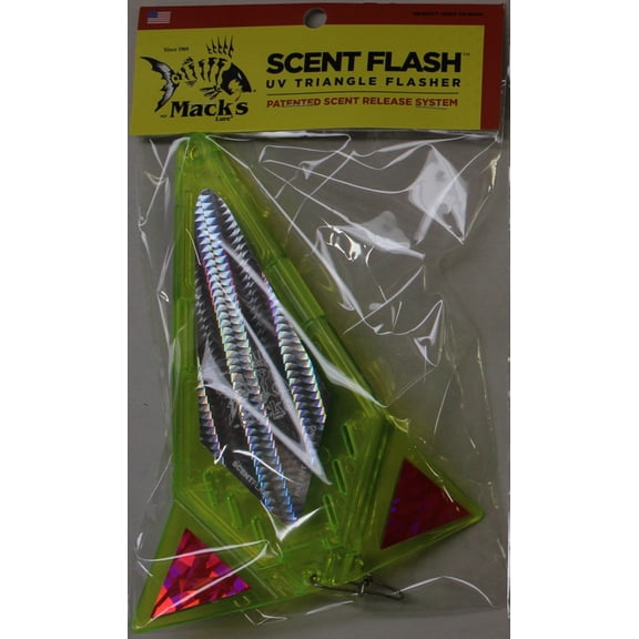 Mack's Lure ScentFlash UV Triangle Flasher Chartreuse UV Silver Pink 8"