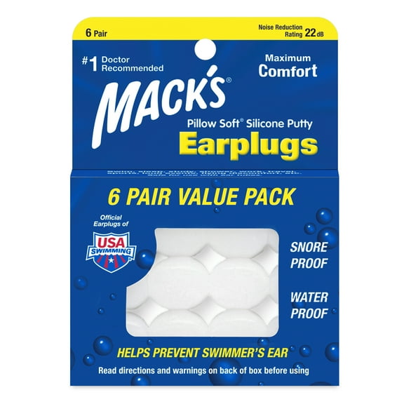 Mack's Pillow Soft Silicone Earplugs - 6 Pair