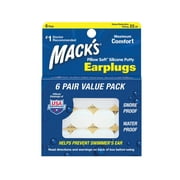 Mack's Pillow Soft Silicone Earplugs, Snore & Water Proof, 6 Pair, 2-Pack