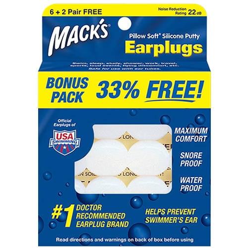 Mack's Pillow Soft Silicone Putty Earplugs, 8 pr