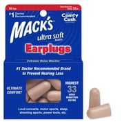 Macks Ultra Soft Foam Earplugs, 10 Pair - 33dB Highest NRR, Comfortable Ear Plugs for Sleeping, Snoring, Work, Travel and Loud Events