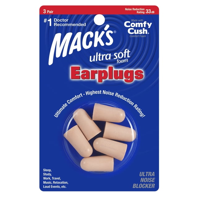 Mack s Ultra Soft Foam Earplugs 3 Pair 33dB Highest NRR Comfortable mack-s-ultra-soft-foam-earplugs-3-pair-33db-highest-nrr-comfortable