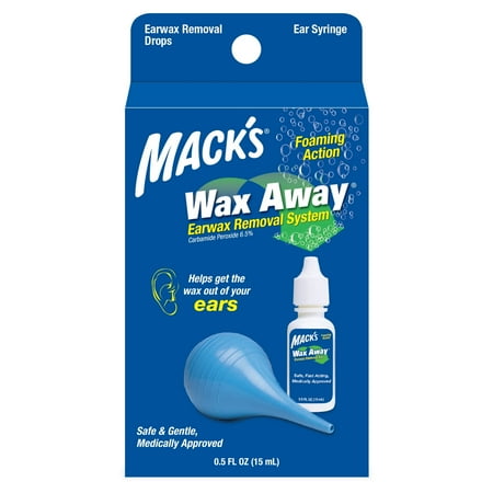 Mack's Wax Away Ear Wax Removal System - 0.5 FL OZ Ear Drops with Ear Syringe