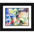 thumbnail image 1 of Macke, August 18x15 Black Ornate Wood Framed with Double Matting Museum Art Print Titled - Landscape with children and goats, 1 of 4