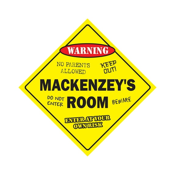 Mackenzey's Room Sign Crossing Zone Xing | Indoor/Outdoor | 12" Tall kids bedroom decor door children's name boy girl