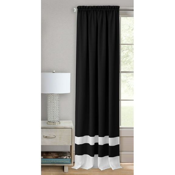 Mackenzie Rod Pocket Window Curtain Panel - 52x84 - Black/White