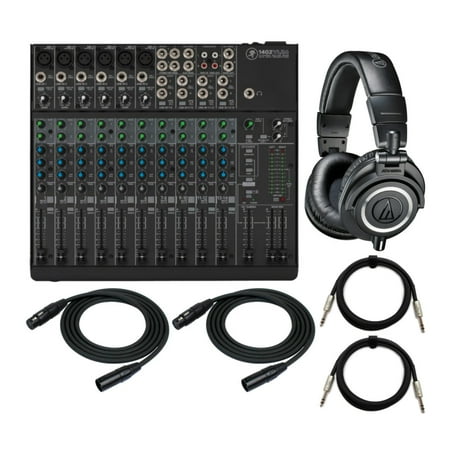 Mackie 1402VLZ4 14-Channel Compact Mixer with Studio Monitor Headphones Bundle