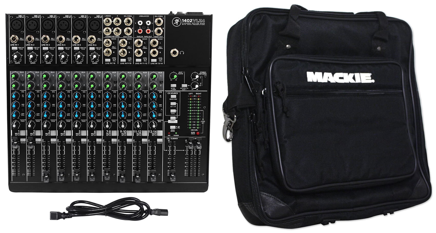Mackie 1402VLZ4 14-channel Compact Analog Low-Noise Mixer w/ 6 ONYX Preamps+Bag