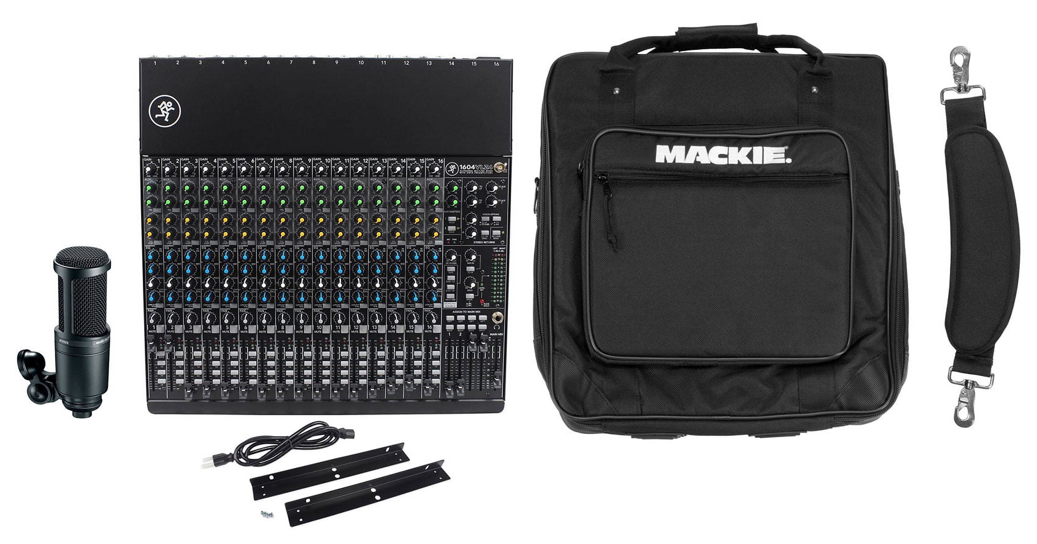 Mackie 1604VLZ4 16-Channel Analog 4-Bus Mixer+Audio Technica AT2020 Mic+Bag