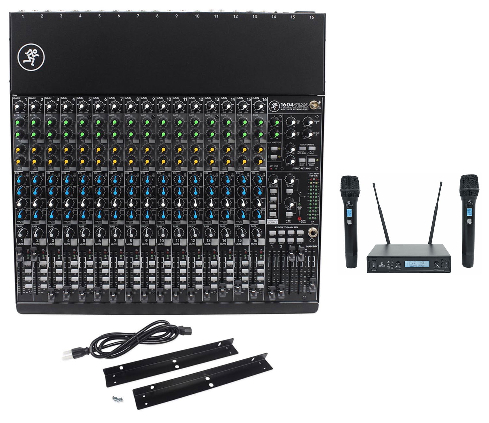 Mackie 1604VLZ4 Mixer 16-Channel Compact Analog w/ 16 ONYX Preamps+Wireless Mics