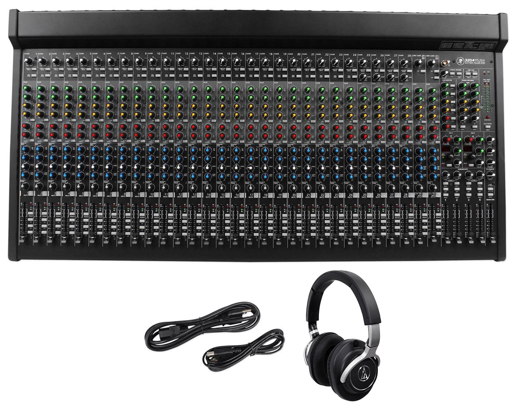 Mackie 3204VLZ4 32-Channel 4-Bus FX Mixer w/ USB+Audio Technica M70X Headphones