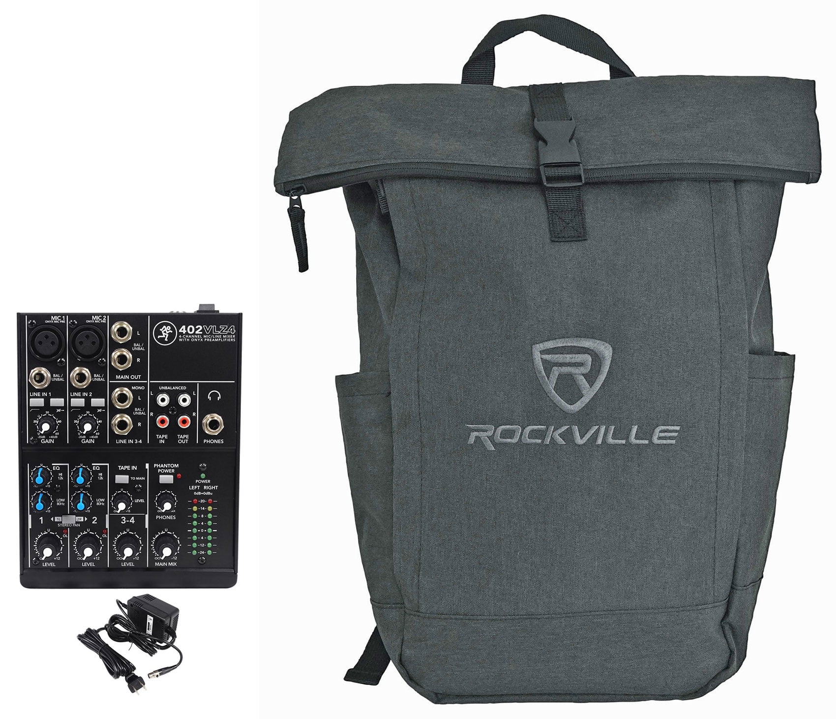 Mackie 402VLZ4 4-Channel Analog Low-Noise Mixer w/ 2 ONYX Preamps+Backpack