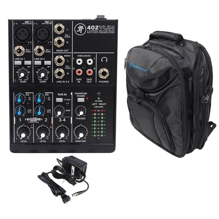 Mackie 402VLZ4 4-channel Compact Analog Mixer w/ 2 ONYX Preamps+Backpack Case