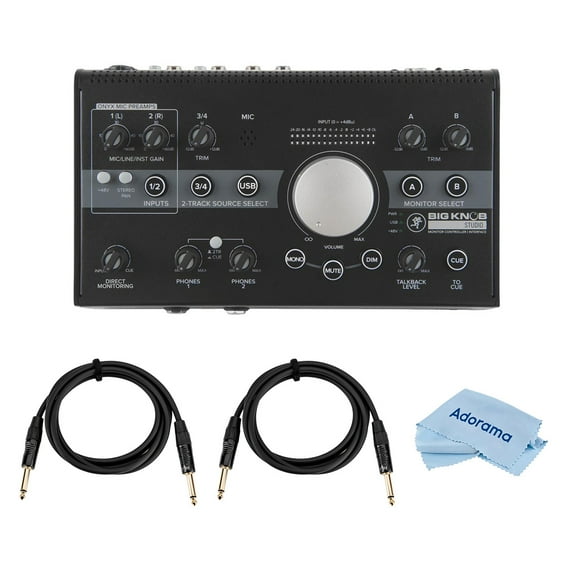 Mackie Big Knob Studio Monitor Controller and Interface + Software Bundle - Includes 2x 6' Cables