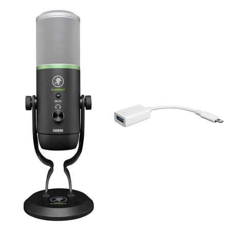 Mackie CARBON USB Recording Podcast Zoom Streaming Microphone+iPhone/iPad Cable