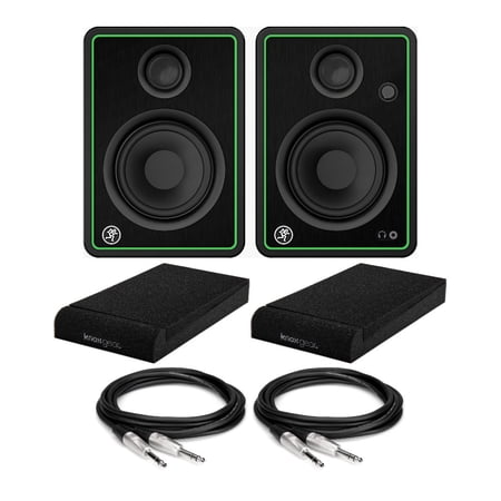 Mackie CR4-X 4-Inch Multimedia Monitors (Pair) Bundle w/ Isolation Pads & Cables