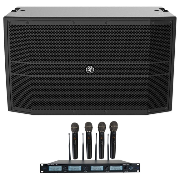 Mackie DRM12A 2000 Watt 12" Powered Active DJ PA Speaker+4) Wireless Microphones