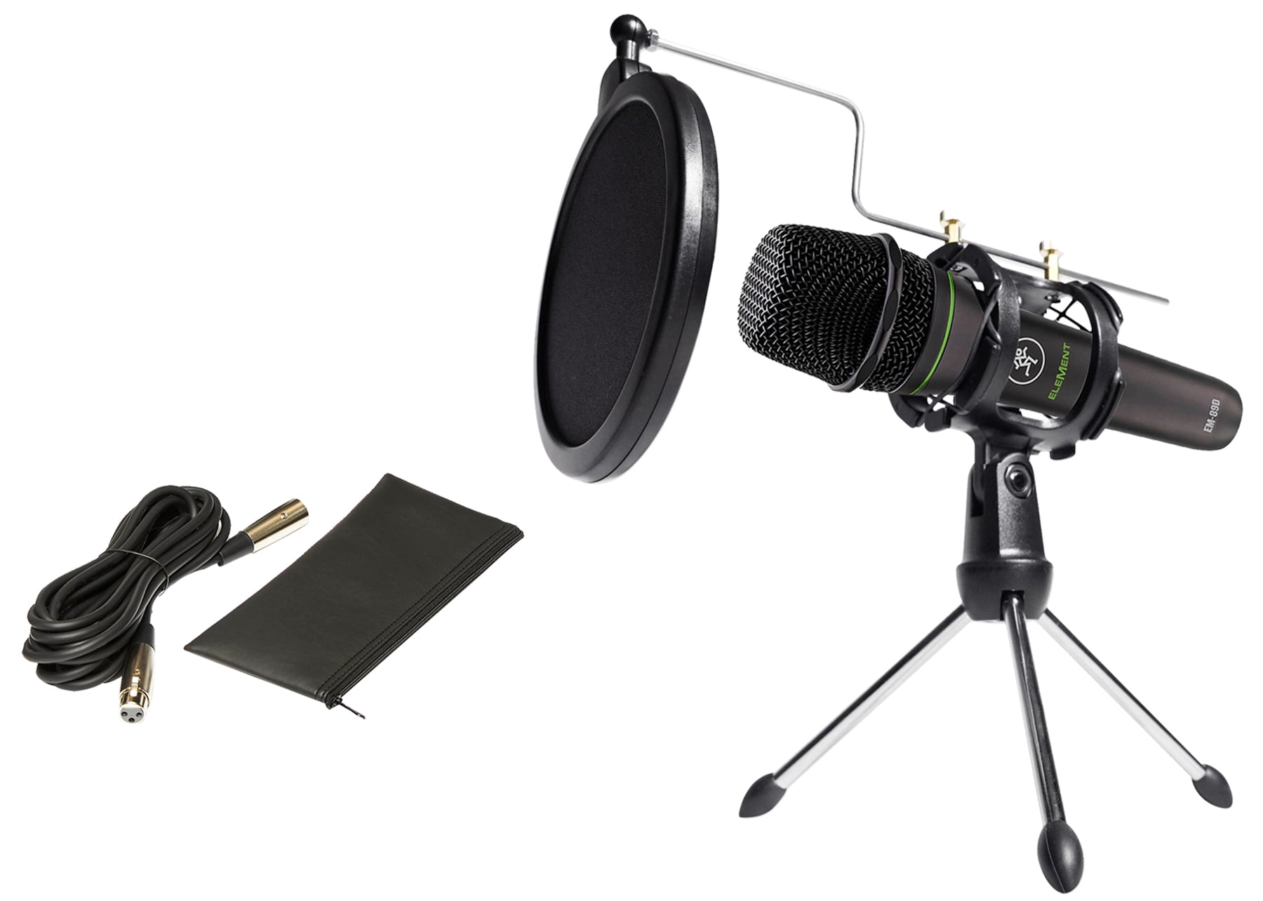 Mackie EM-89D Studio Recording Dynamic Mic+Cable+Desk Stand+Pop Filter