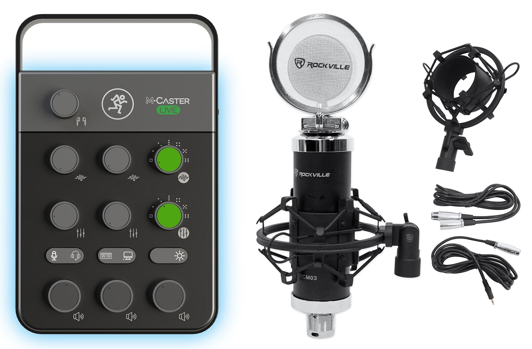 Mackie M Caster Live Streaming Podcasting Smartphone/USB FX Mixer + Microphone