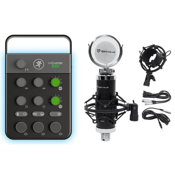 Mackie M Caster Live Streaming Podcasting Smartphone/USB FX Mixer + Microphone