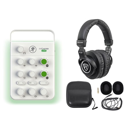 Mackie M Caster Live White Streaming Podcasting Smartphone/USB Mixer+Headphones