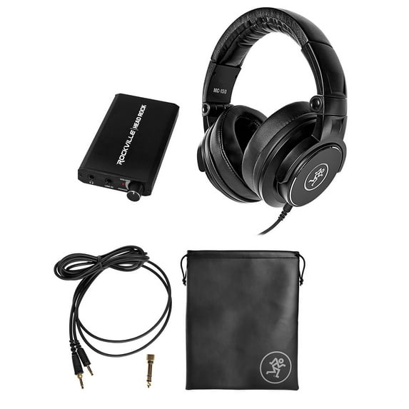 Mackie MC-150 Studio Monitoring Headphones+Rechargeable Headphone Amplifier Amp