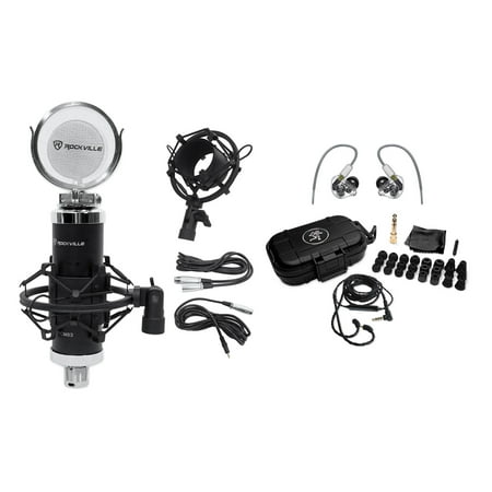 Mackie MP-320 Triple Dynamic Driver Professional In-Ear Monitors+Case+Studio Mic