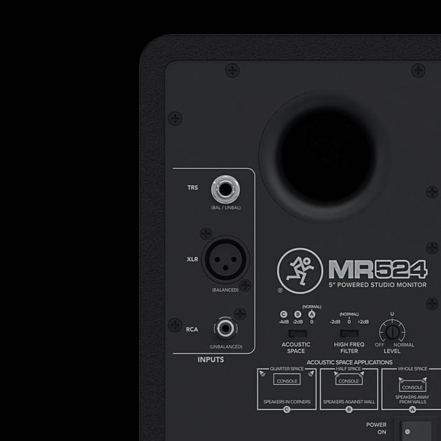 Mackie MR524 Acoustic Design 5 Inch 50 Watt Mixing Powered Studio Monitor, Black