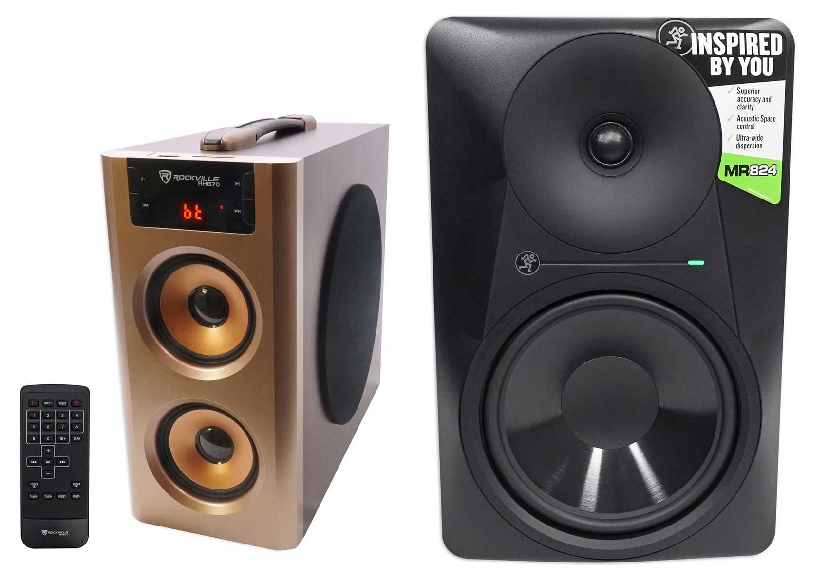 Mackie MR824 8” 85 Watt Powered Studio Monitor Class A/B Bi-Amped+Free Speaker