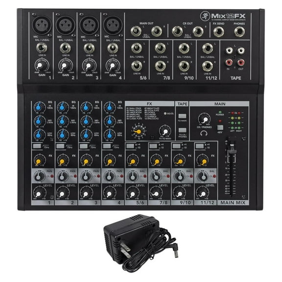 Mackie Mix12FX 12-Ch. Compact Soundboard Mixing Console Mixer For Church/School