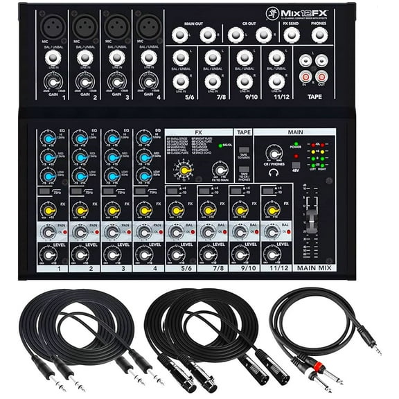 Mackie Mix12FX 12-channel Compact Mixer with 1/4", XLR, 3.5mm cable