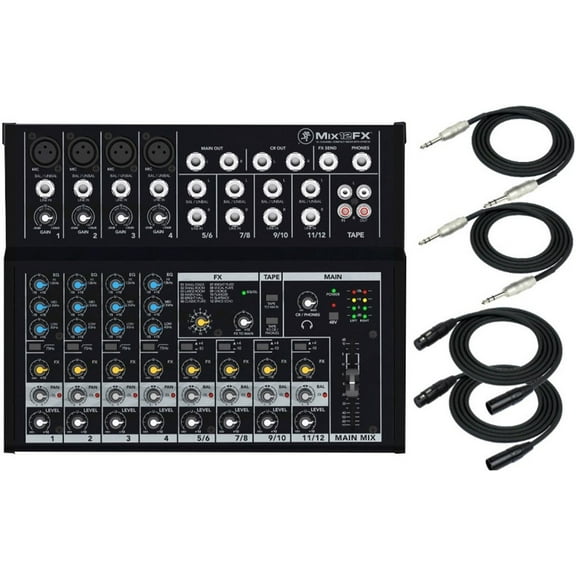 Mackie Mix12FX 12-channel Compact Mixer with 2 XLR & 1/4" Cable