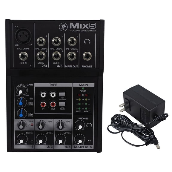 Mackie Mix5 5-Ch Compact Soundboard Mixing Console Mixer For Church/School