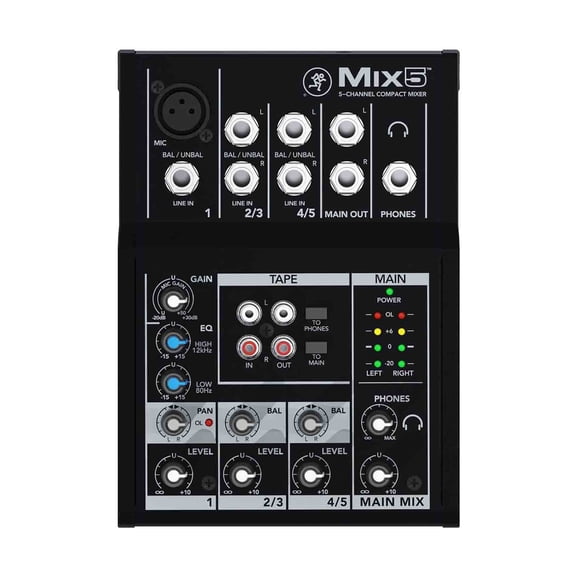 Mackie Mix5 5-Channel Compact Mixer With 2 Stereo 1/4" Line Inputs