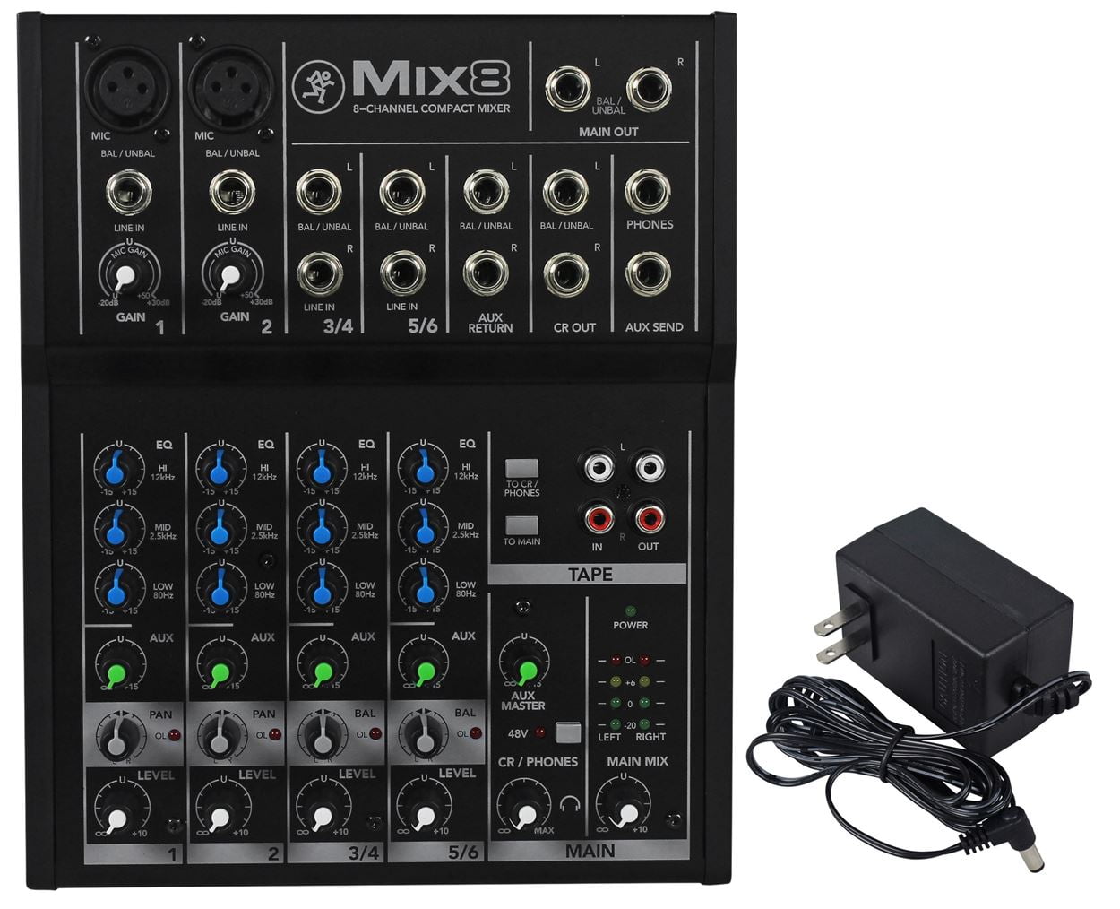 Mackie Mix8 8-Ch Compact Soundboard Mixing Console Mixer For Church/School