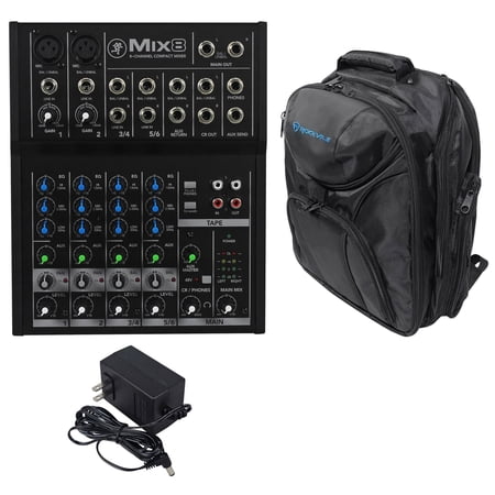 Mackie Mix8 8 Channel Compact Mixer + Backpack Carry Bag