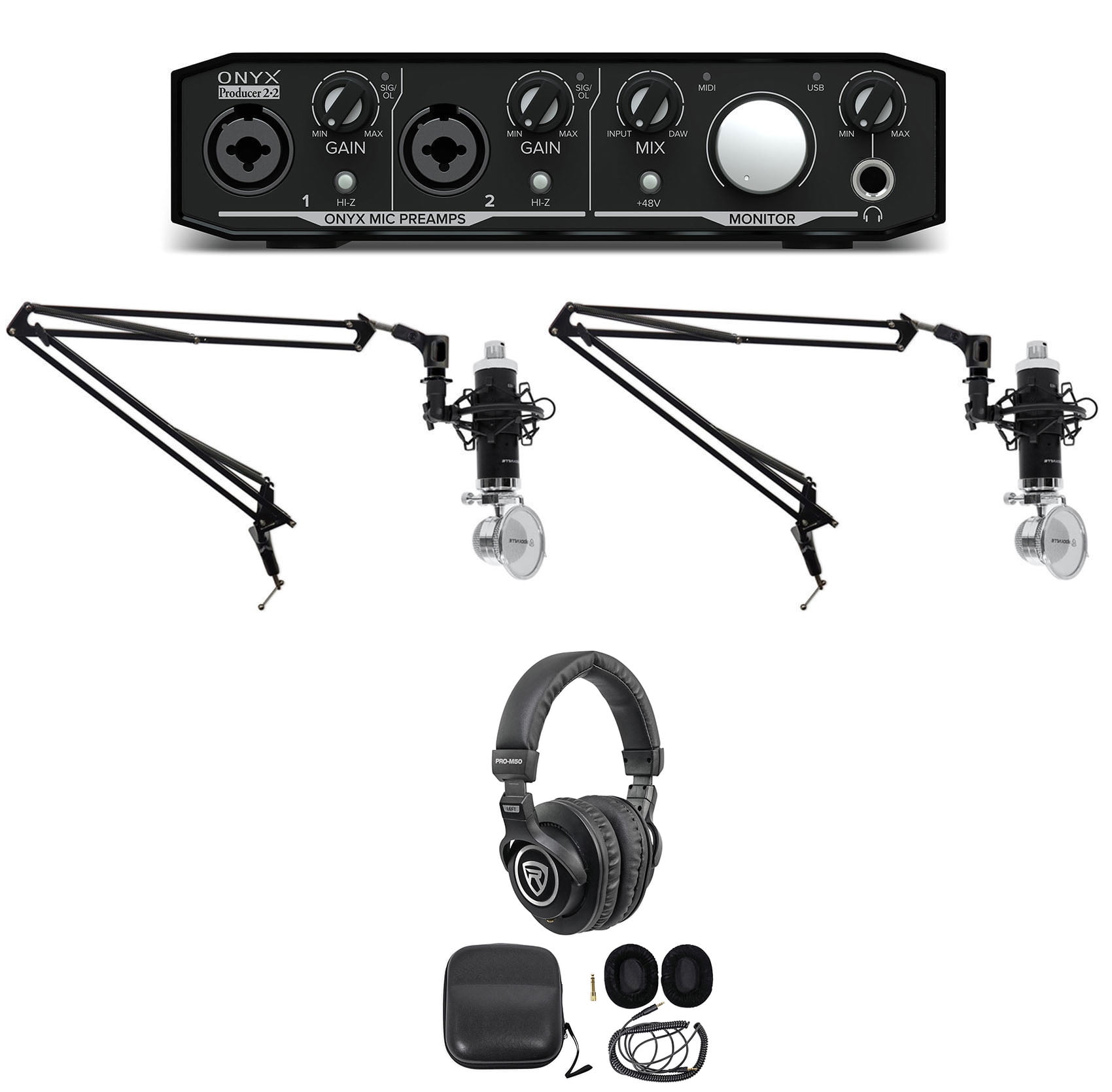 Recording　Producer　Interface+(2)　Kit　Mackie　Streaming　ASMR　Onyx　Mics+Headphones