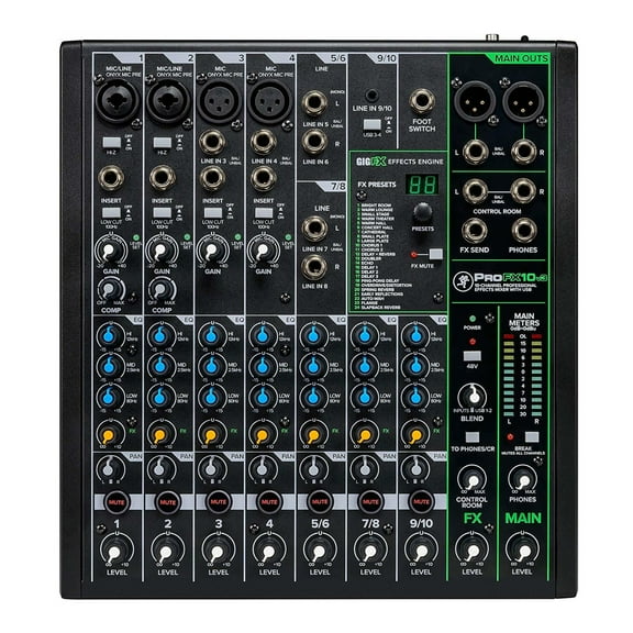 Mackie ProFX Series, Mixer - Unpowered, 10-Channel w/USB (ProFX10v3)