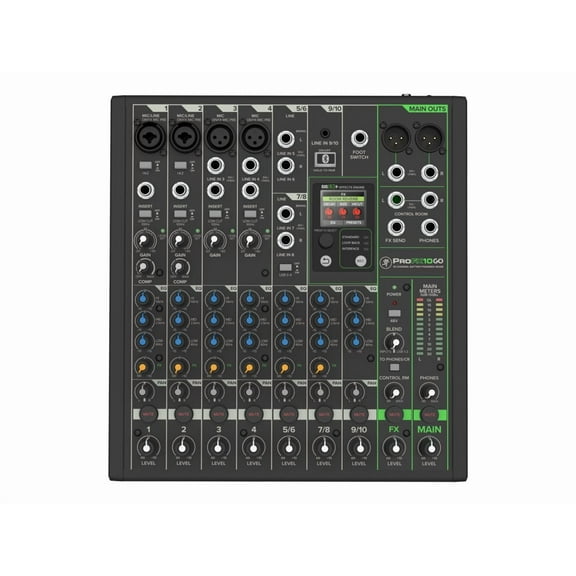 Mackie ProFX10 Go Battery-powered 10-channel Analog Mixer with Enhanced FX, USB