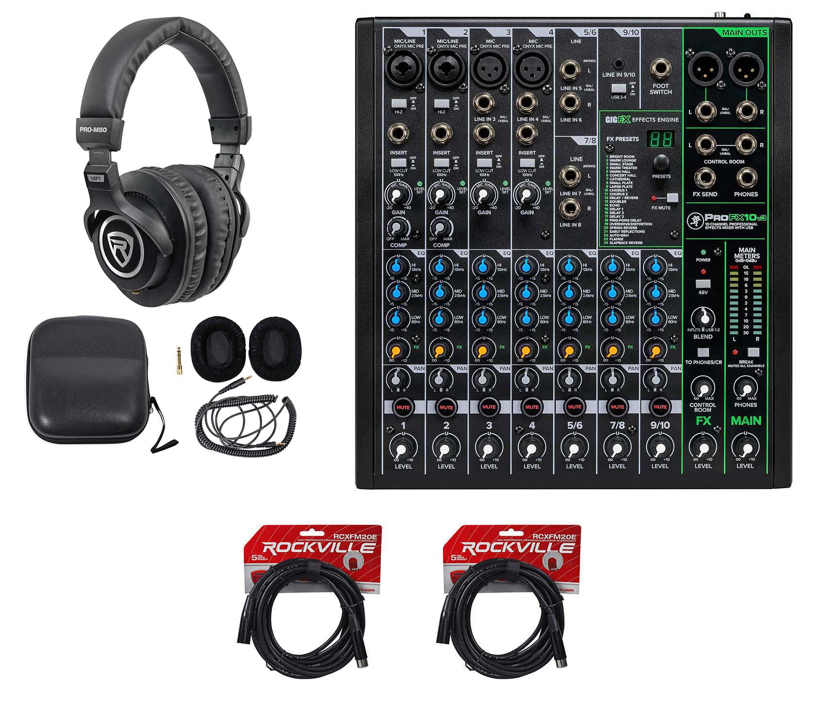 Mackie ProFX10v3 10-Channel Effects Mixer w/USB+Headphones+Cables ProFX10 v3 - image 1 of 16