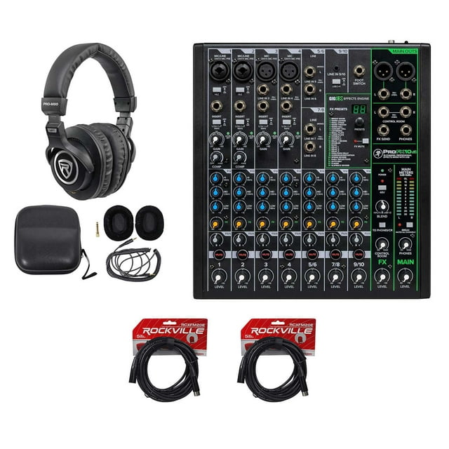 Mackie ProFX10v3 10-Channel Effects Mixer w/USB+Headphones+Cables ProFX10 v3