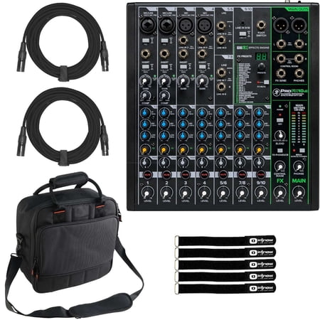 Mackie ProFX10v3 10 Channel Professional Effects Mixer with Gator Cases Gear Bag Package