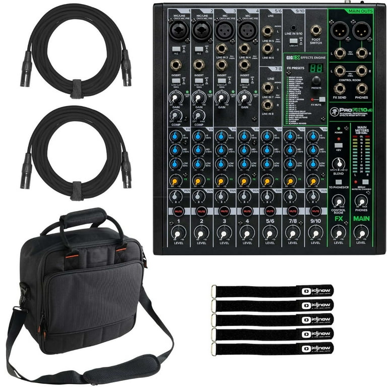 Mackie ProFX10v3 10 Channel Professional Effects Mixer with Gator Cases  Gear Bag Package