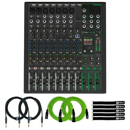 Mackie ProFX12v3+ 12-Channel Analog Mixer with Cables Package