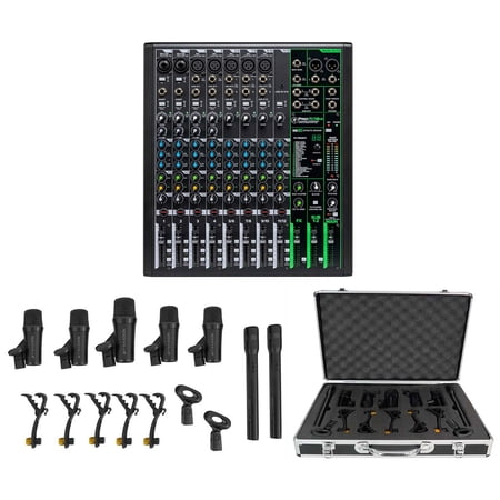 Mackie ProFX12v3 12-Channel Effects Mixer w/USB+7 Piece Drum Mic Kit ProFX12 v3